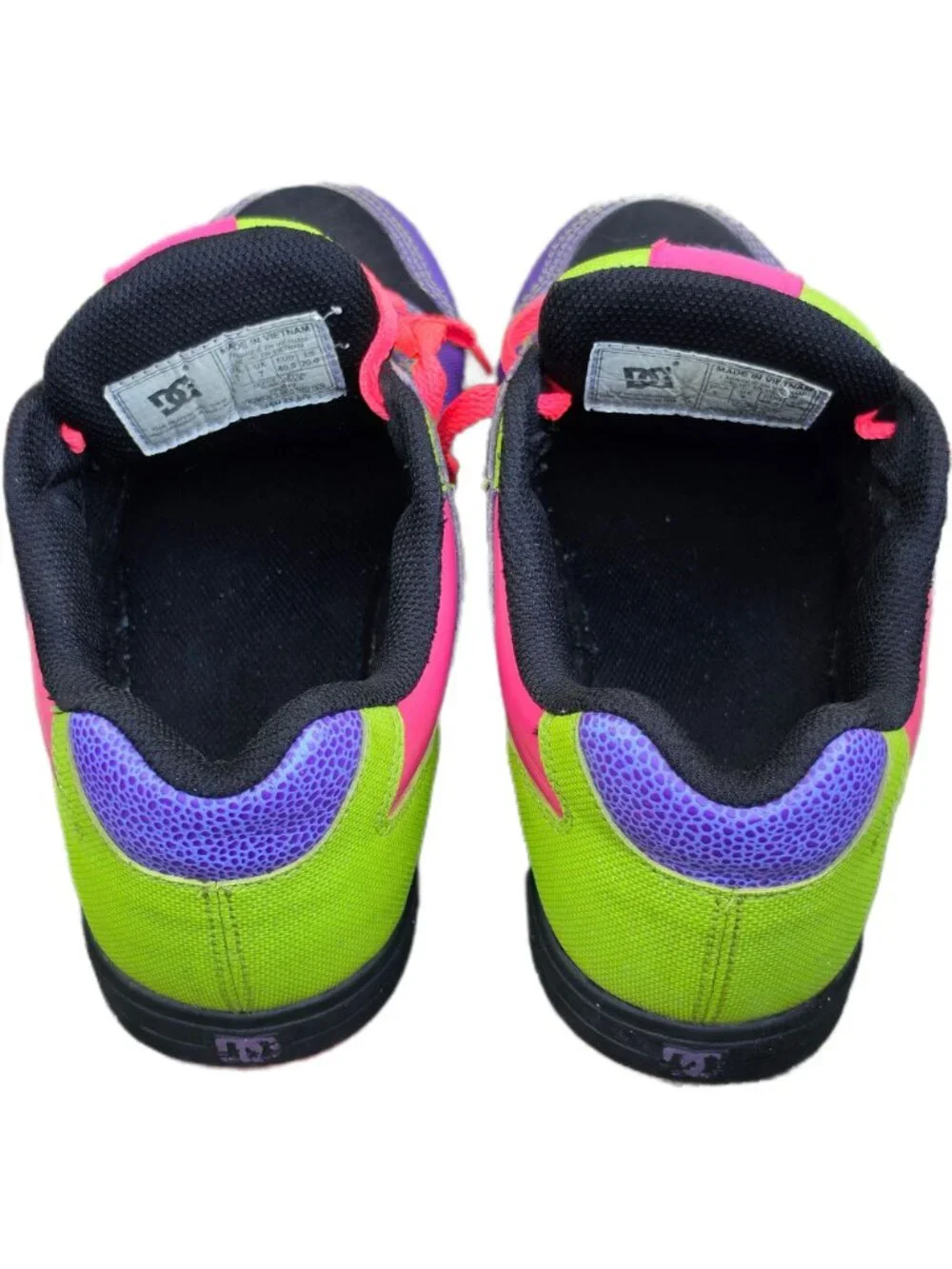 DC Shoes Destroyer Womens 9 Neon Color Block Skate Sneakers Purple Pink Scene